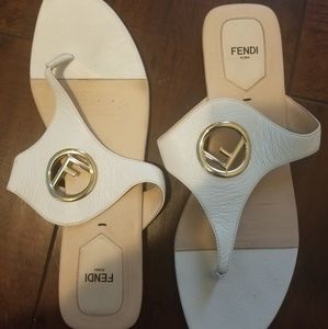 Fendi white leather sandals